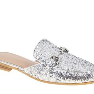BCBGeneration Silver Glitter Mules
